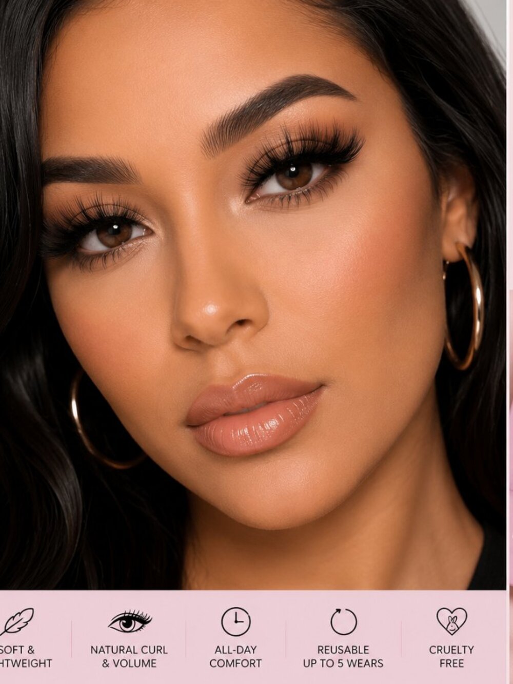 Pink Gems Bombshell 3D Faux Mink Lashes | Reusable | Soft Volume | Cruelty-Free
